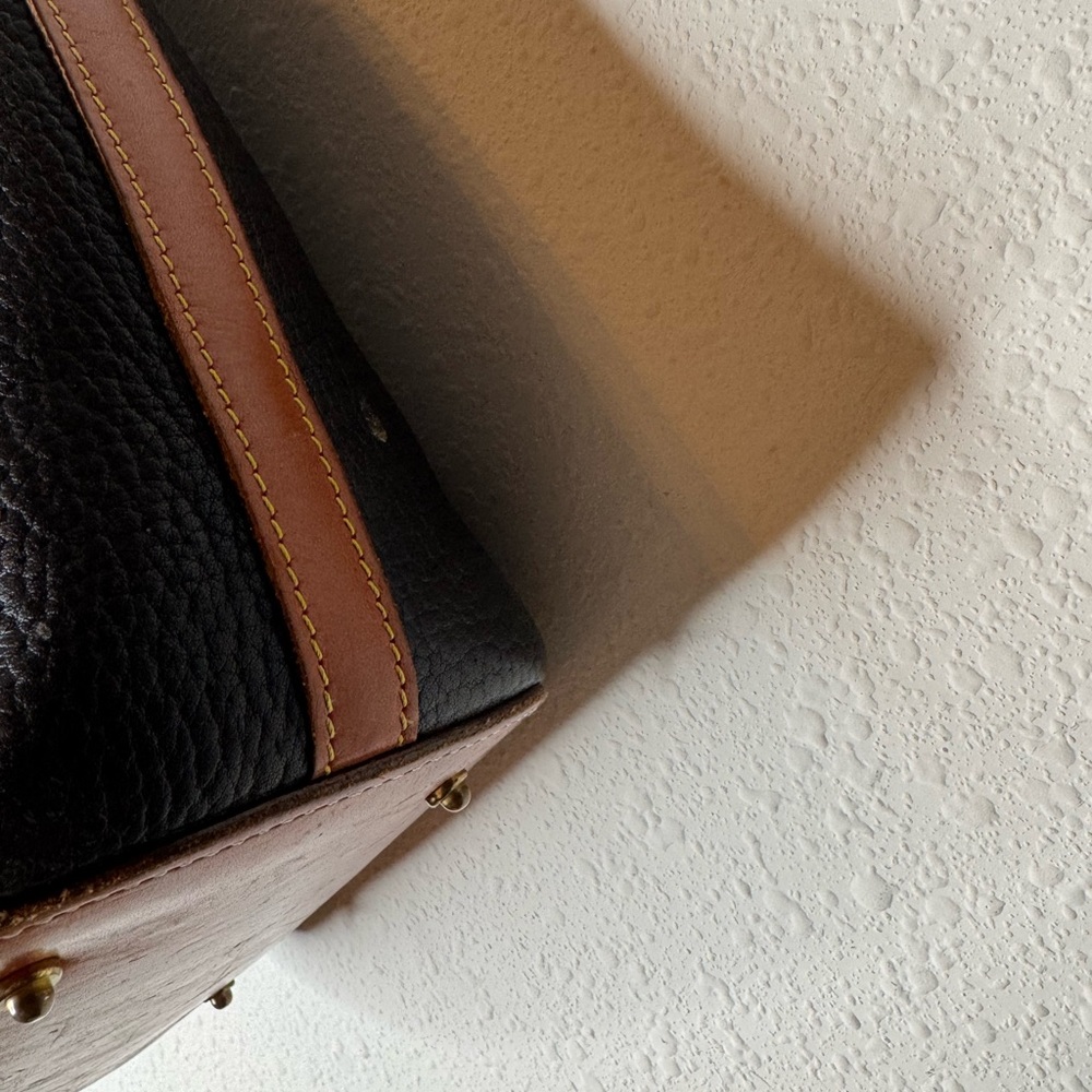 Dooney & Bourke Vintage 1980s Shopper Tote Bucket Bag Brown Canvas & Leather - Picture 6 of 12